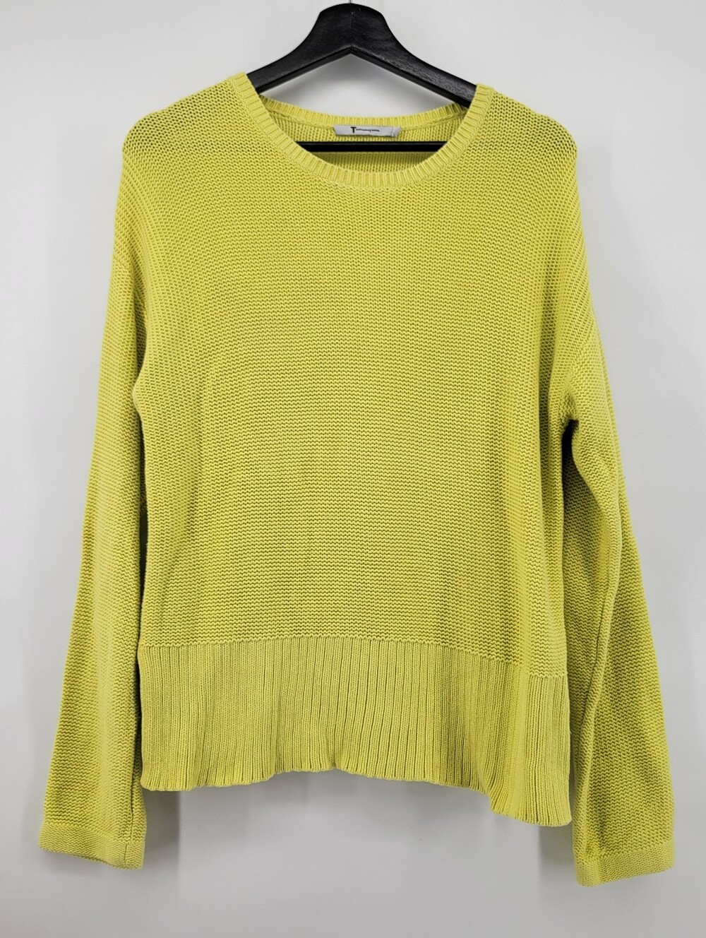 T by Alexander Wang neon yellow oversized crewneck sweater Size Medium - Picture 2 of 5